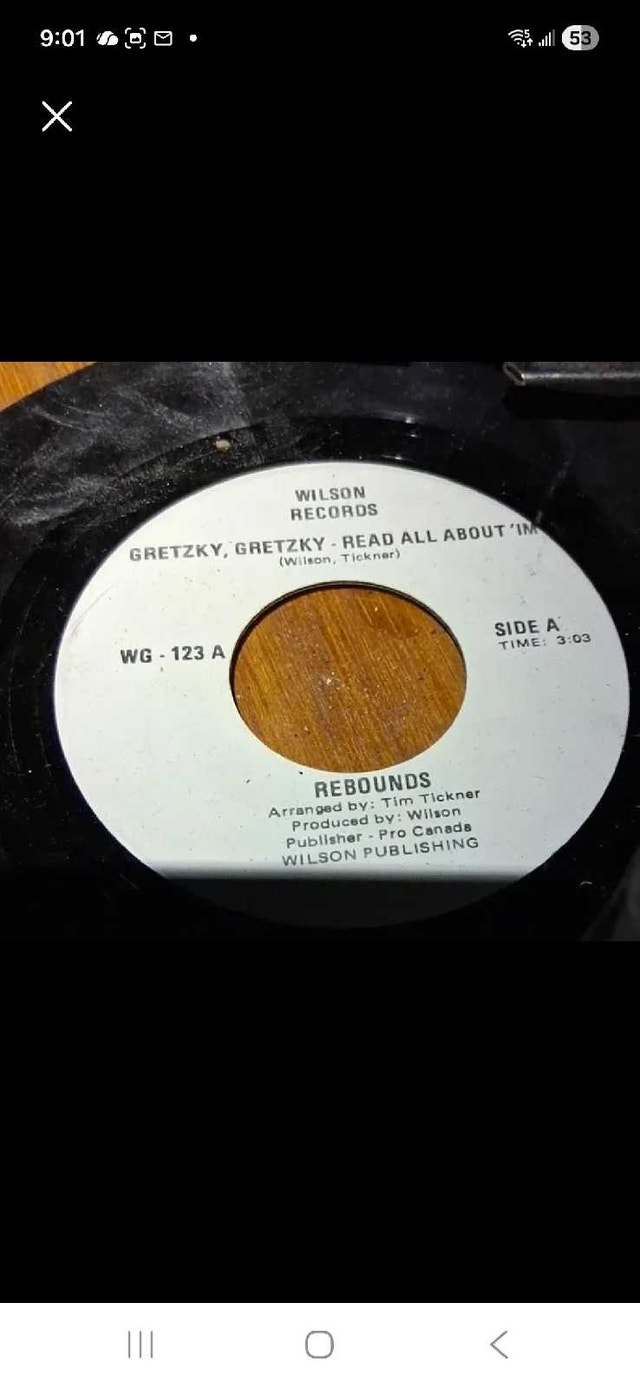 Wilson Records Gretzky, Gretzky - Read All About 'Im Vinyl 45