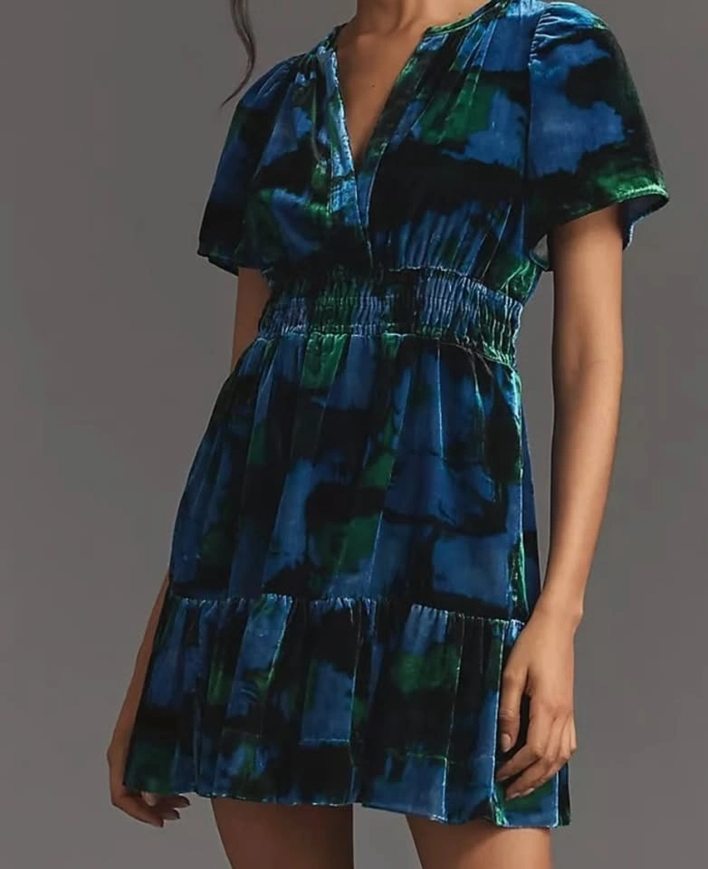 Anthropologie Somerset Mini Dress Velvet Blue Pockets BNWT ⚽️ - photo 2
