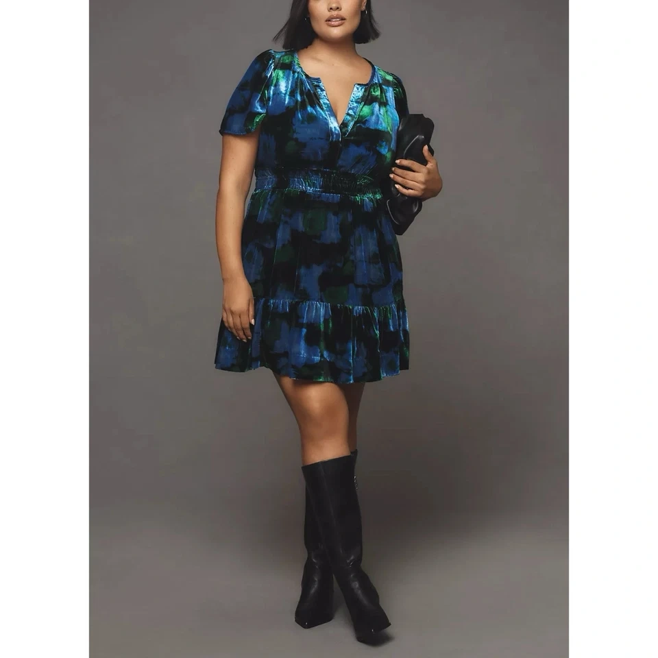 Anthropologie Somerset Mini Dress Velvet Blue Pockets BNWT ⚽️ - photo 3
