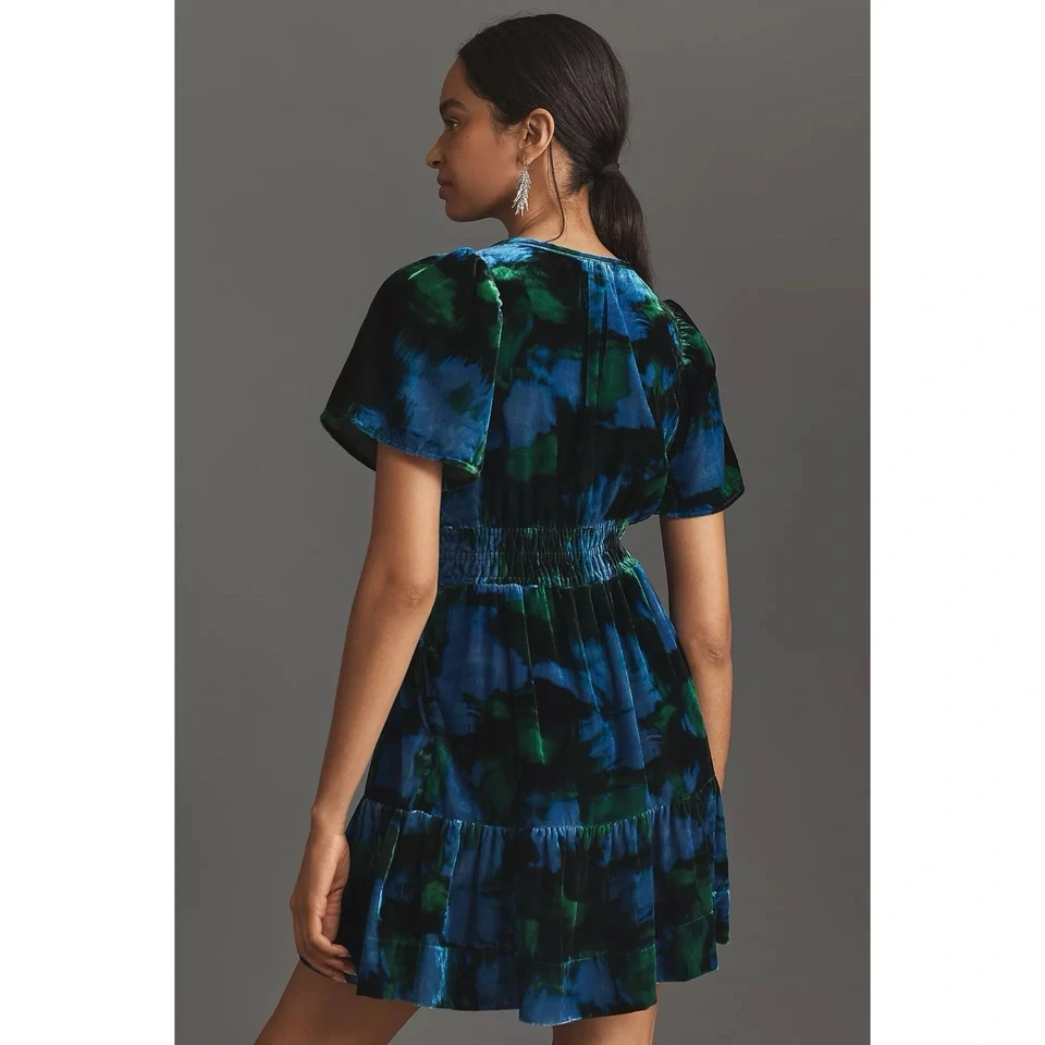 Anthropologie Somerset Mini Dress Velvet Blue Pockets BNWT ⚽️ - photo 4