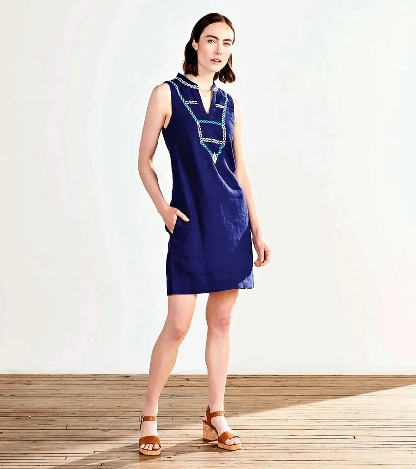 Hatley Women's Linen Marin Shift Dress - Patriot Blue ~ L NEW⚽️