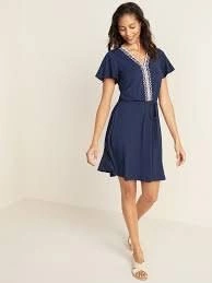 Old Navy Waist-Defined Embroidered Tie-Belt Jersey Dress - S⚽️ - photo 2