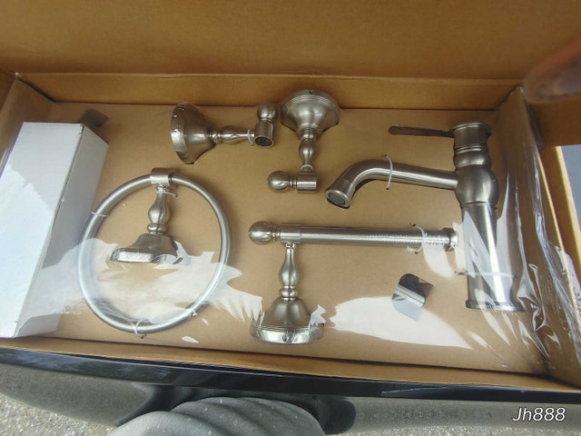 AMG 5-Piece Bathroom Set: Faucet, Towel Ring, Holder, Bar