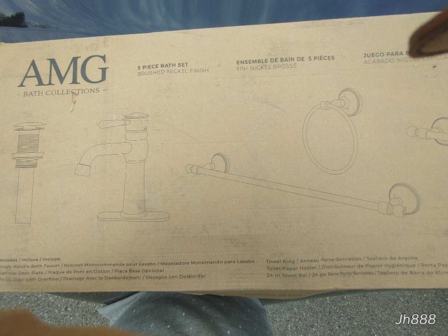 AMG 5-Piece Bathroom Set: Faucet, Towel Ring, Holder, Bar - photo 3