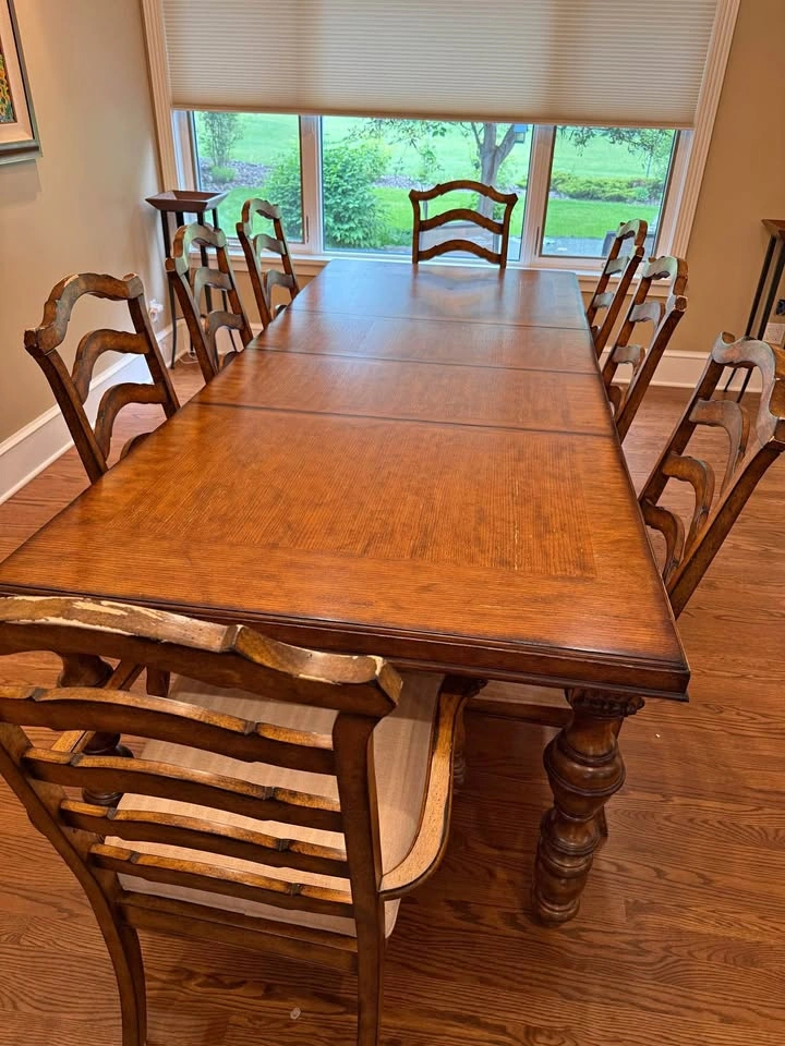 Solid Wood Dining Set – Seats 8–10 – Includes 8 Chairs - photo 2
