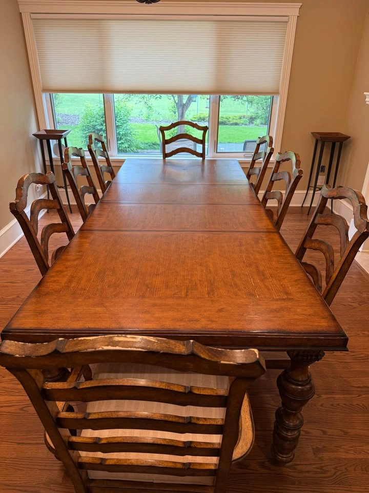 Solid Wood Dining Set – Seats 8–10 – Includes 8 Chairs - photo 3