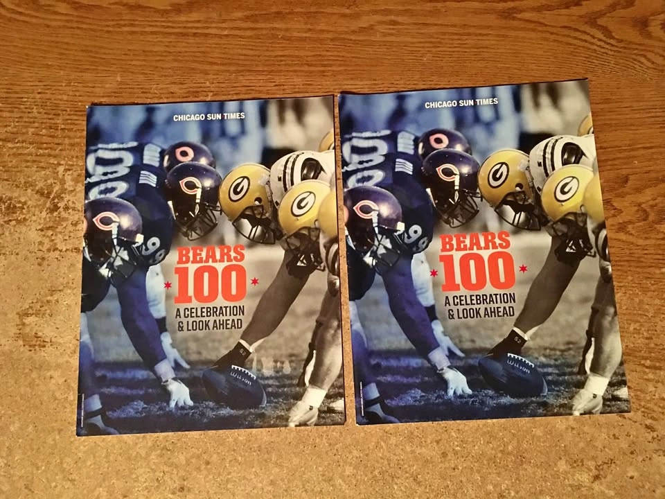 LOT OF 2 BEARS 100 A CELEBRATION & LOOK AHEAD CHICAGO SUN TIMES
