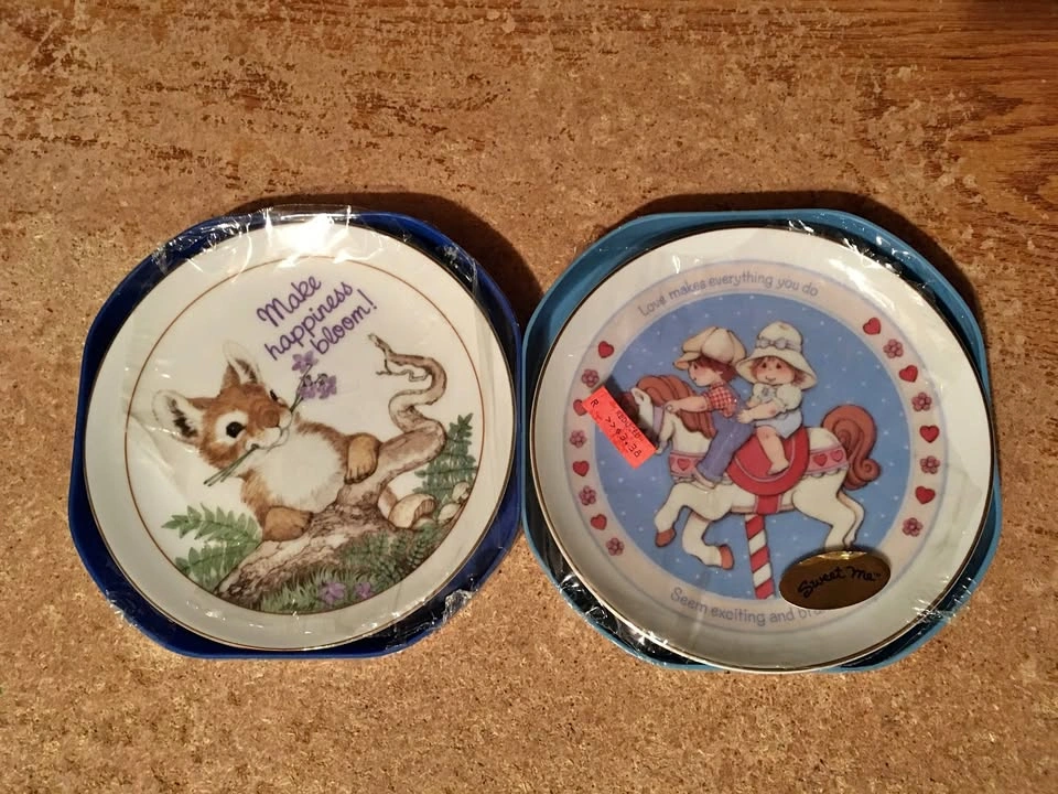 1985 American Greetings Sweet Me & Make Happiness Bloom Plates