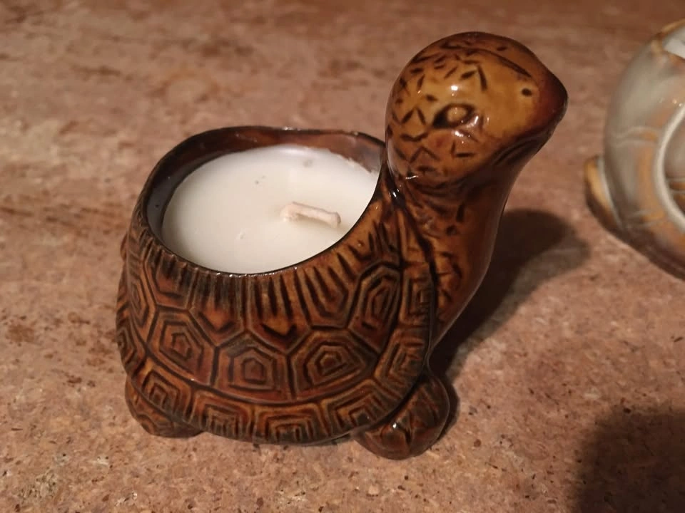 LOT OF 3 VINTAGE ANIMAL CANDLES FROG SNAIL TURTLE - photo 4