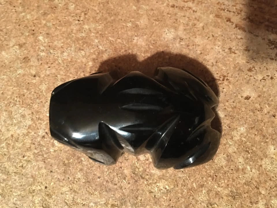 VINTAGE BLACK GOLD OBSIDIAN FROG FIGURINE - photo 4
