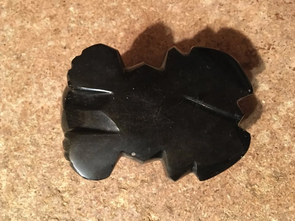 VINTAGE BLACK GOLD OBSIDIAN FROG FIGURINE - photo 5