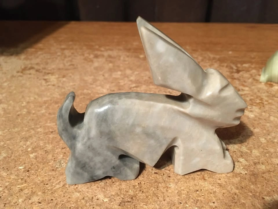 LOT OF 4 ONYX ALABASTER FIGURES RABBIT SEAL DONKEY AND CACTUS - photo 2