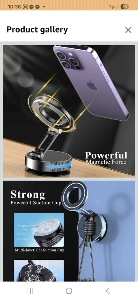 Magnetic Vacuum Phone Holder for Car – Full Metal (Black) - photo 2