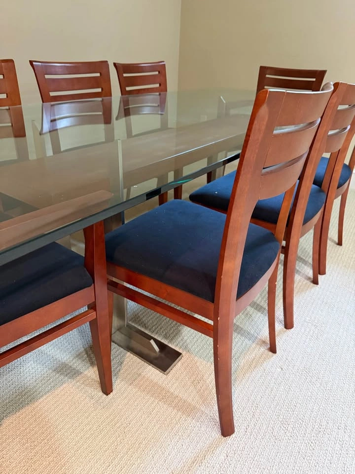 Modern Glass Dining Table Set – 8 Chairs - photo 2