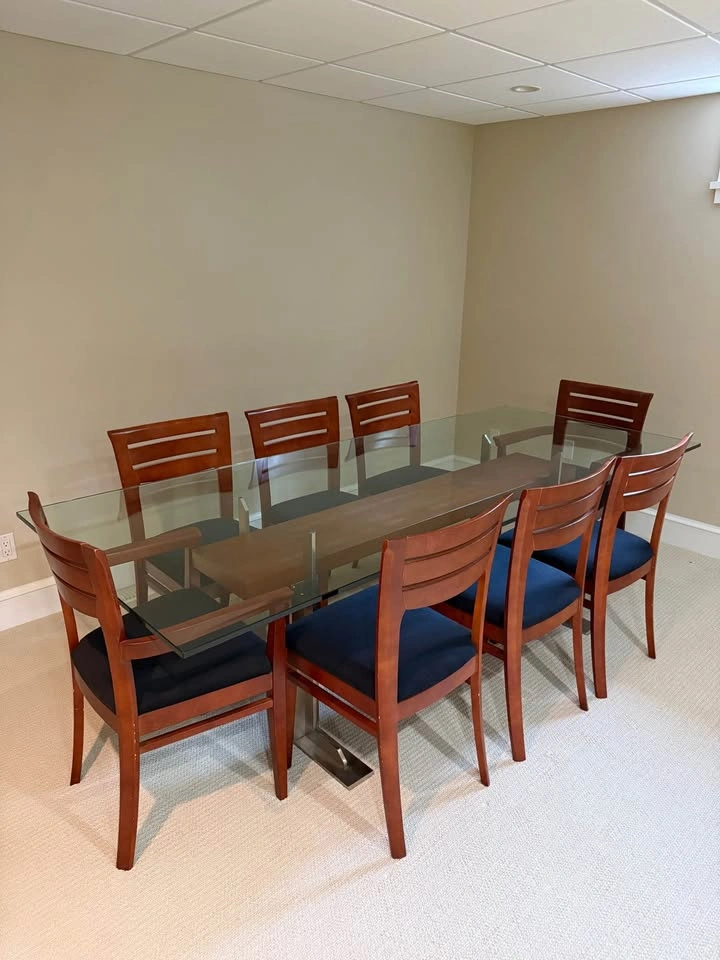 Modern Glass Dining Table Set – 8 Chairs - photo 3