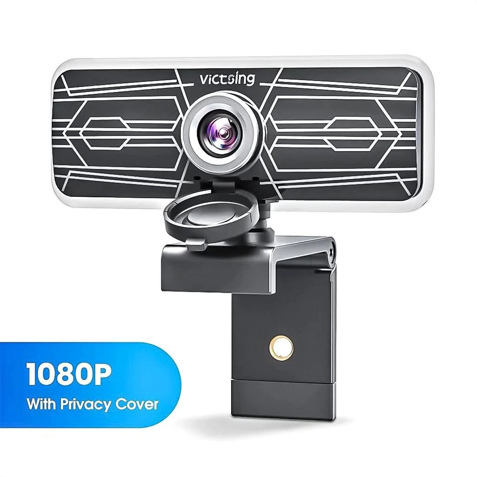 Webcam with Dual Microphones & Privacy Cover