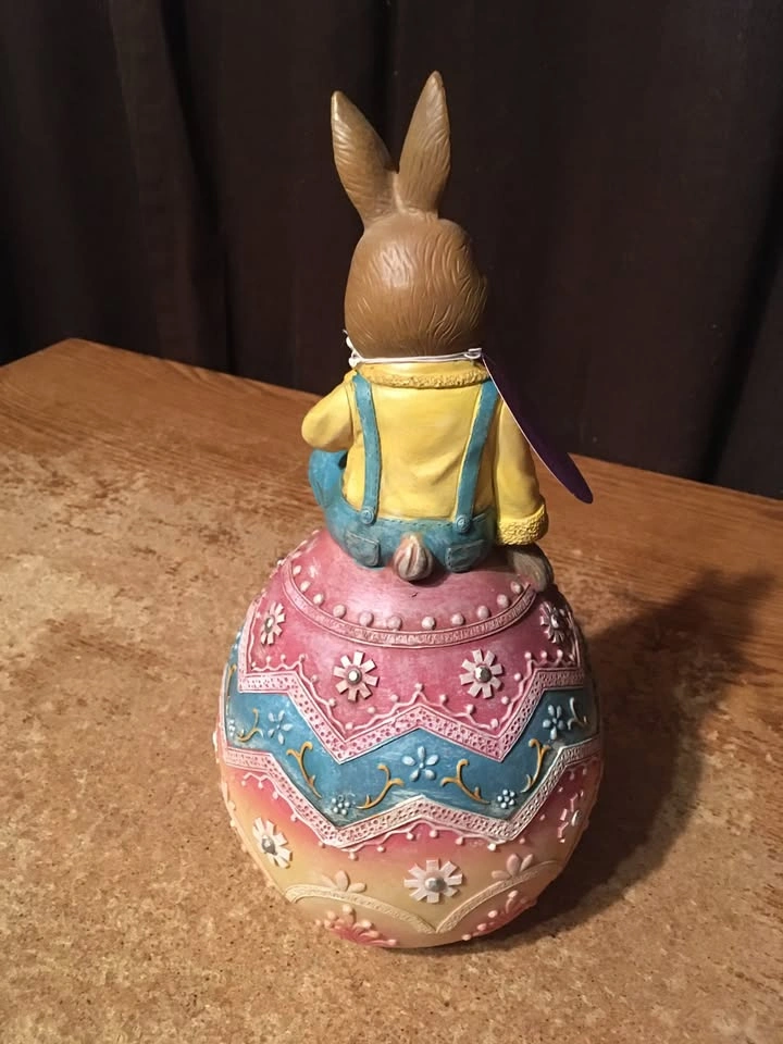 AMERICAN GREETING BUNNY PETER RABBIT ON MOLDED PAINTED EGG 10.75 - photo 3