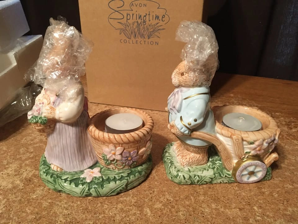 2002 Avon Springtime Collection Mr. & Mrs. Bunny Tealight Holder - photo 2