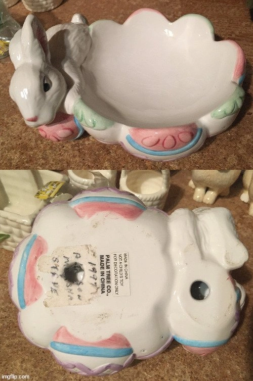 Easter Decor Lot: Candle Holders, Rabbit Bowls, and Baskets - photo 2