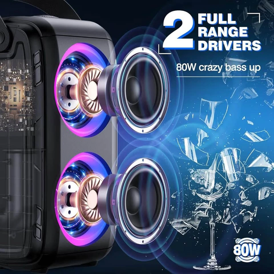W-KING 80W Bluetooth Party Speaker – Super Bass, LED Lights - photo 2