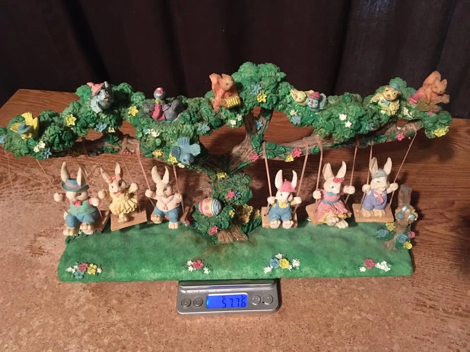 BUNNY FAMILY SWING WITH SIX SWINGING BUNNIES EASTER BY JAIMY 15" - photo 2