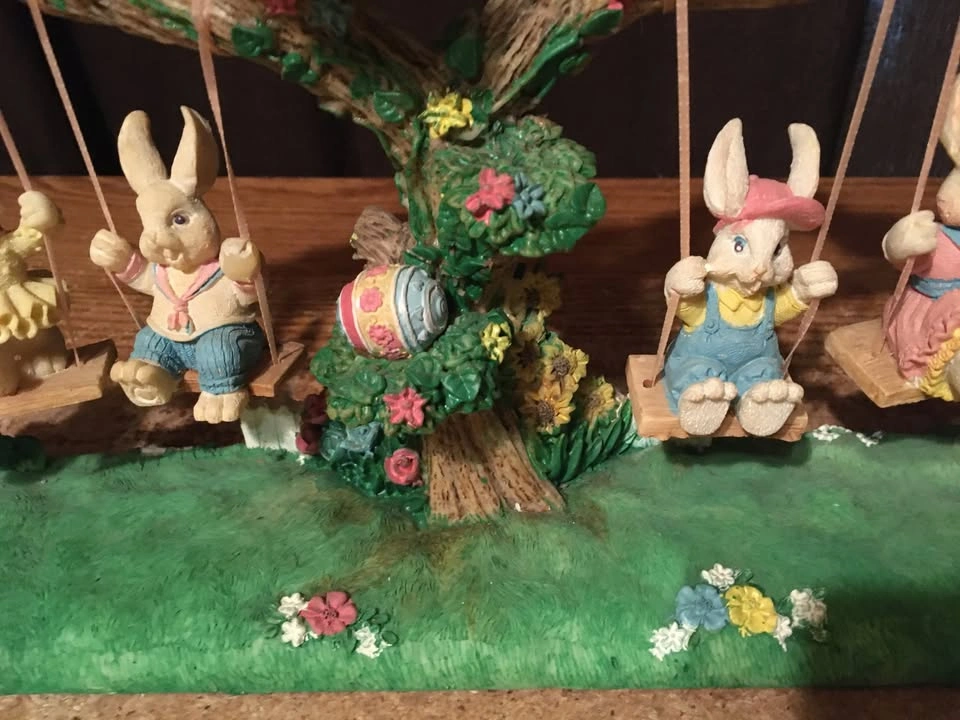 BUNNY FAMILY SWING WITH SIX SWINGING BUNNIES EASTER BY JAIMY 15" - photo 4