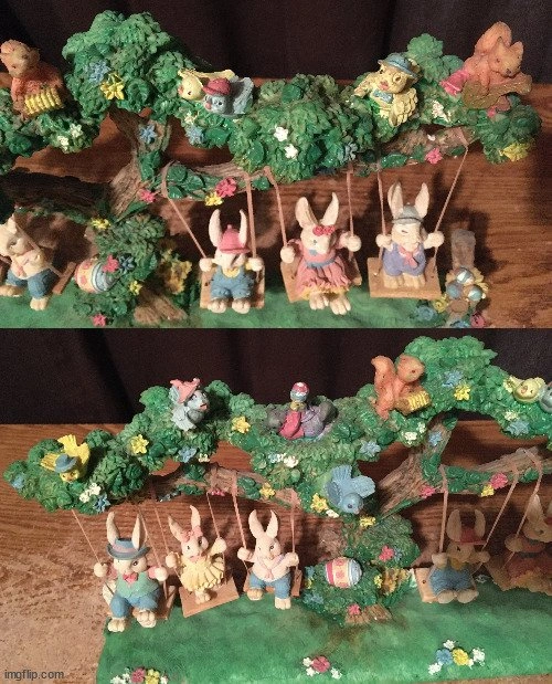 BUNNY FAMILY SWING WITH SIX SWINGING BUNNIES EASTER BY JAIMY 15" - photo 5