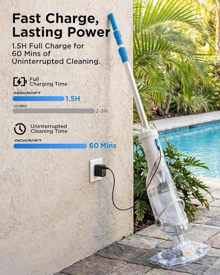 Cordless Pool Vacuum Rechargeable with Extendable Pole - photo 5