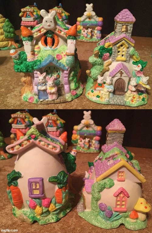 40 Hoppy Hollow Easter Village Houses & Figurines Lot - photo 3