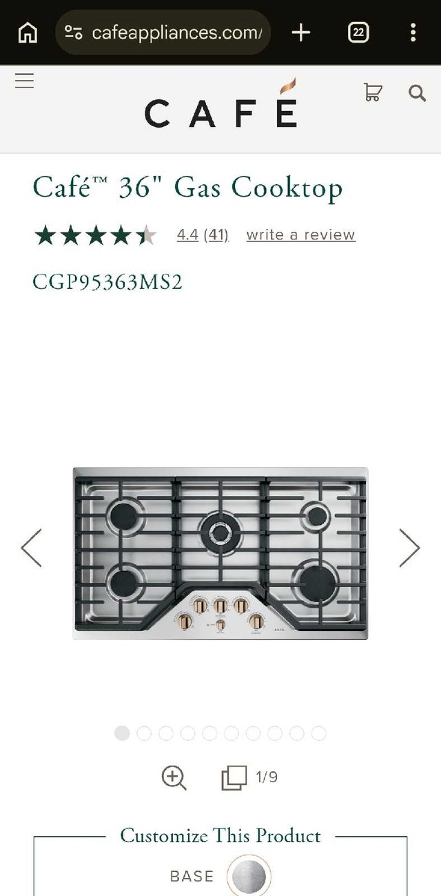 GE CAFE 36 inch cooktop