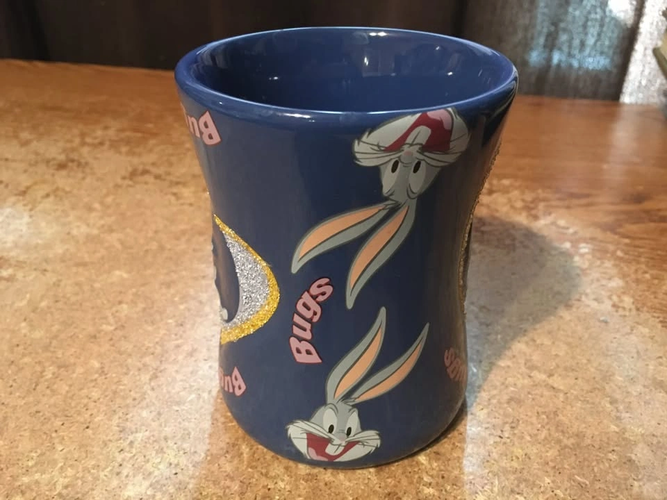 SIX FLAGS BUGS BUNNY COFFEE CUP MUG LOONEY TUNES BLUE HEART SPAR - photo 4