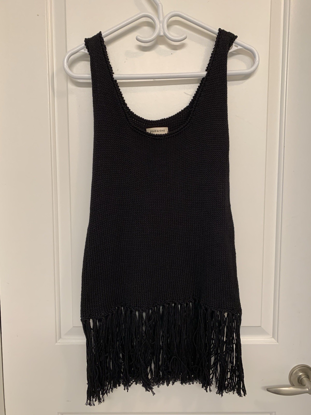 ⚽️ Zeus + Dione Hellas Iole Black Knit Fringe Tank Top 42
