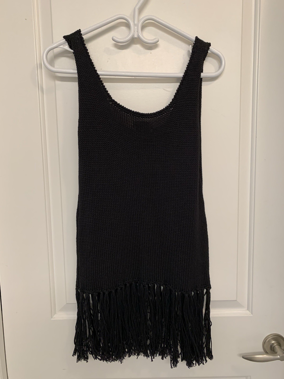 ⚽️ Zeus + Dione Hellas Iole Black Knit Fringe Tank Top 42 - photo 2