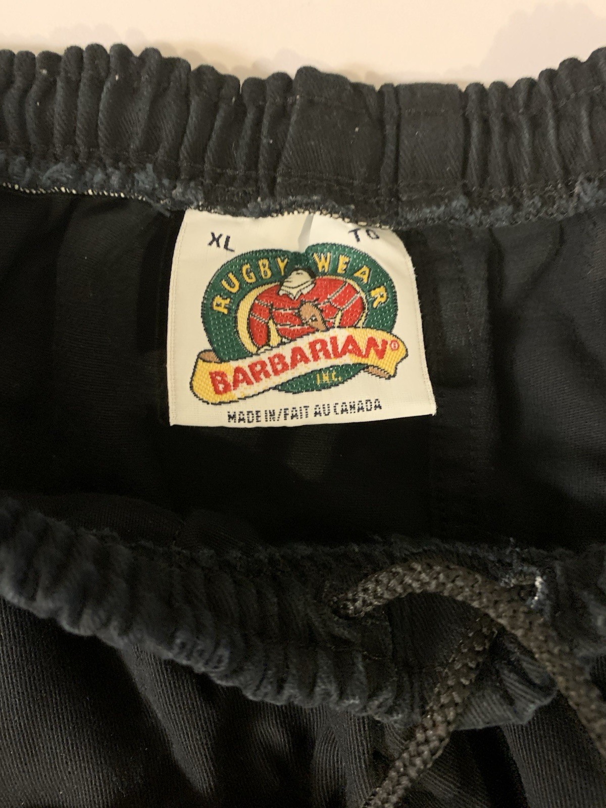 ⚽️ Vintage 90s Barbarian Rugby Wear Shorts XL Black 100% Cotton - photo 3