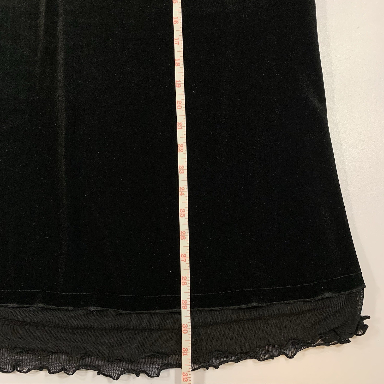 ⚽️ Black Velvet Midi Skirt L Sheer Mesh Y2K Whimsigoth Vintage - photo 2