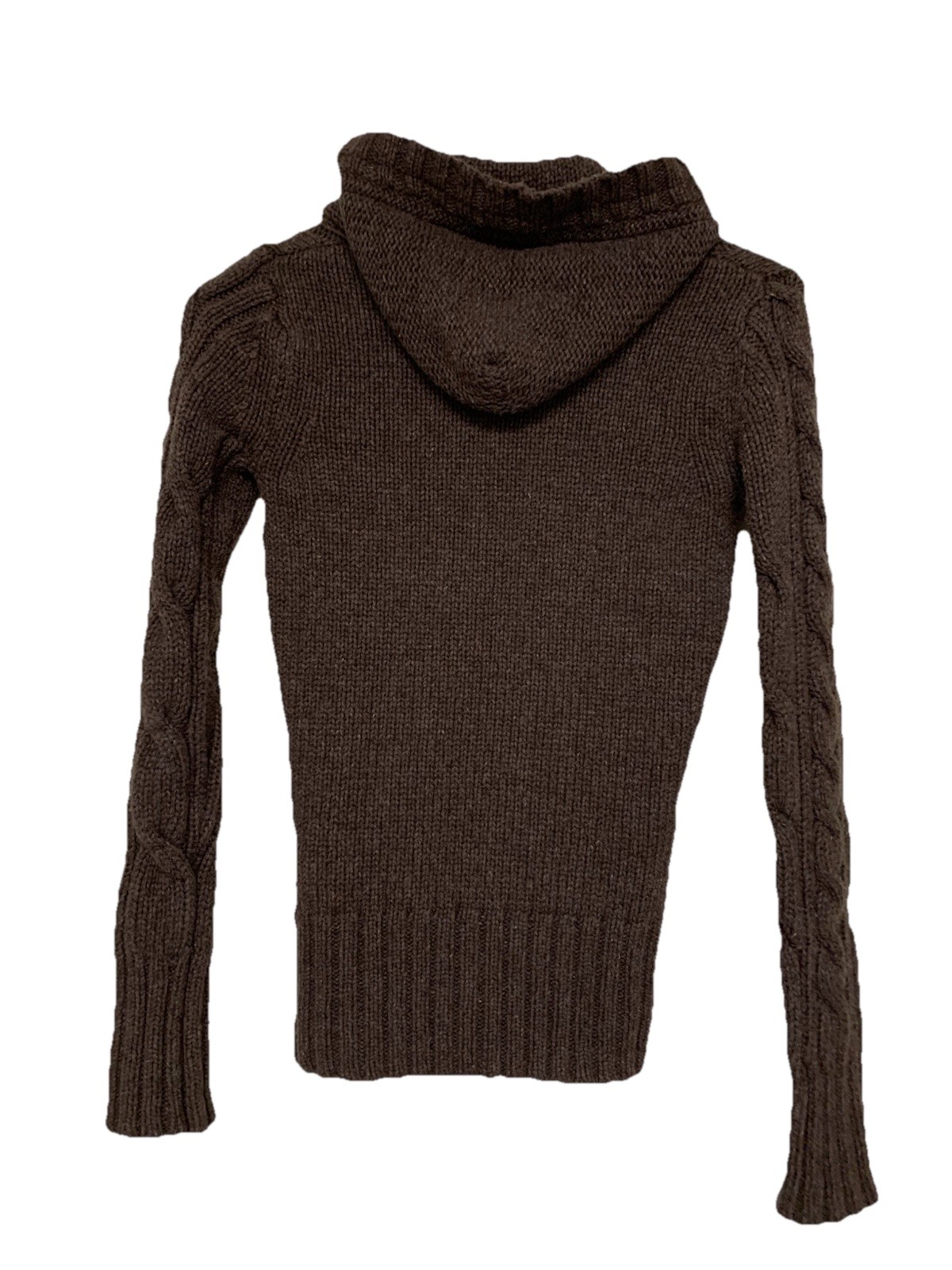 ⚽️ Y2K edc Esprit Brown Cable Knit Sweater With Hood Buttons - photo 2