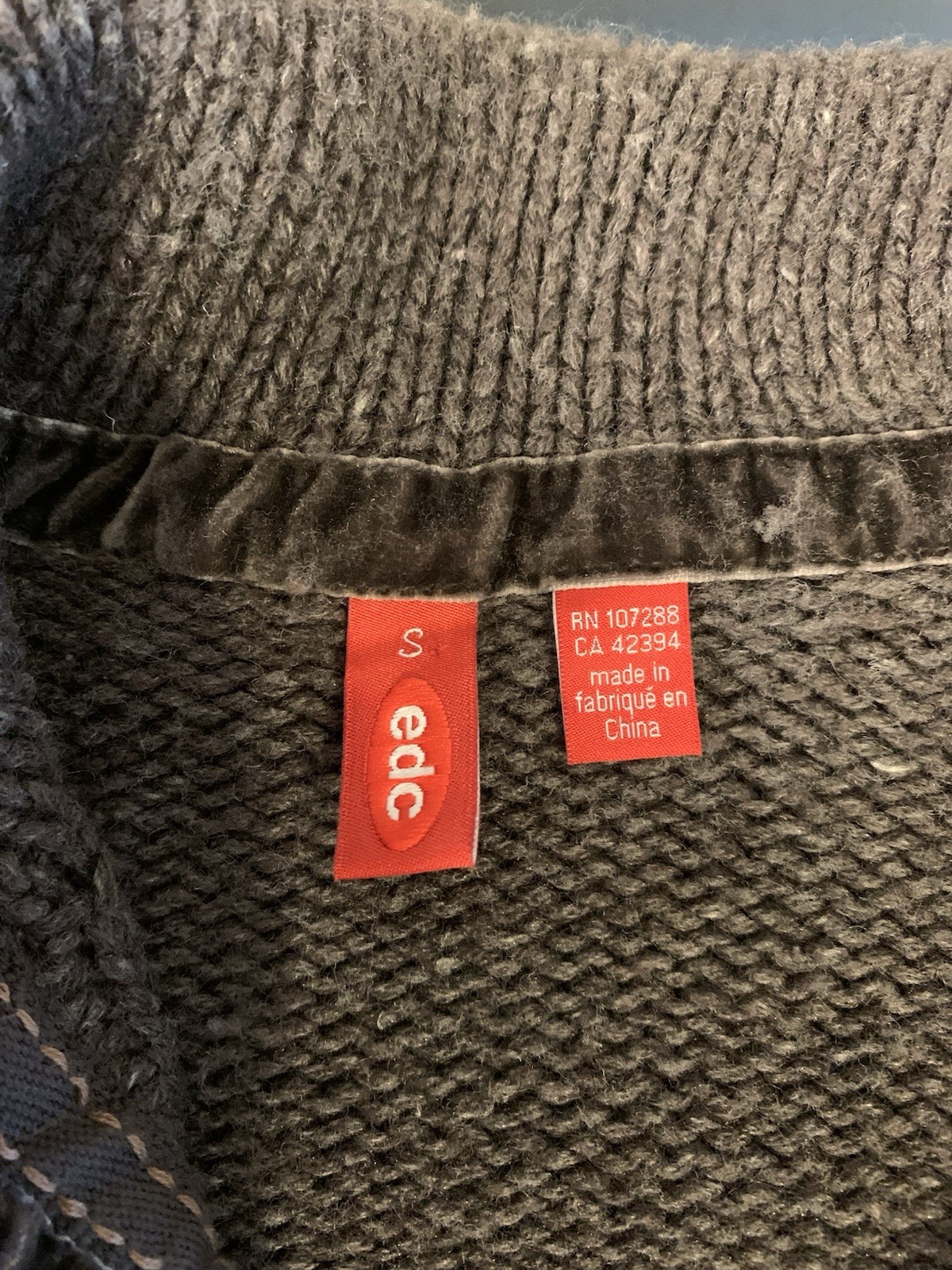 ⚽️ Y2K edc Esprit Brown Cable Knit Sweater With Hood Buttons - photo 3