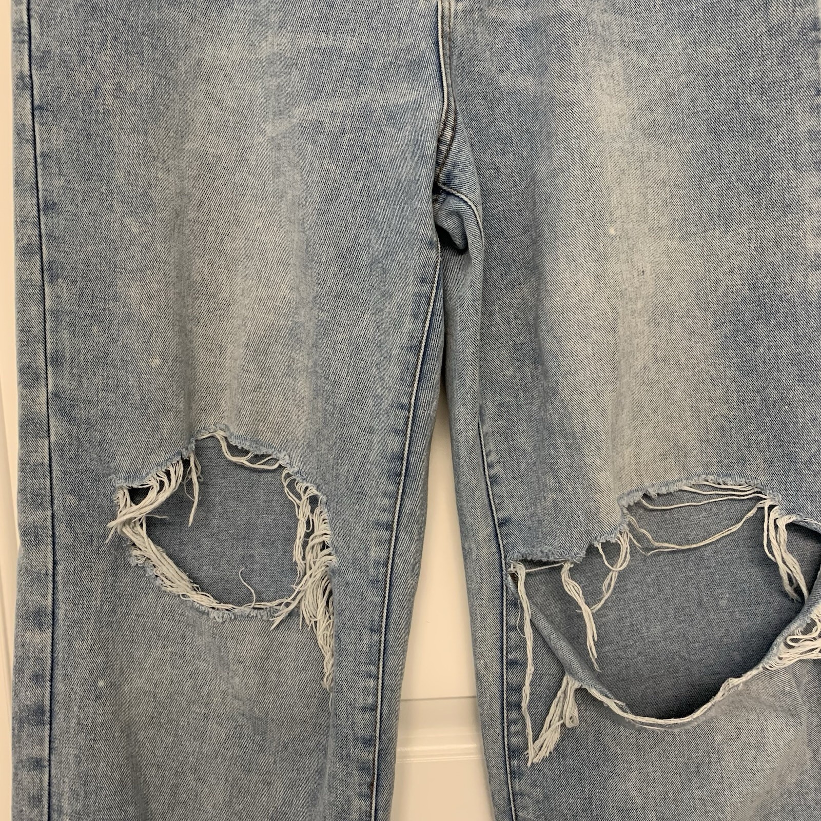 ⚽️ Refuge Denim Wide Leg Jeans 7 High Rise Light Wash Distressed - photo 3