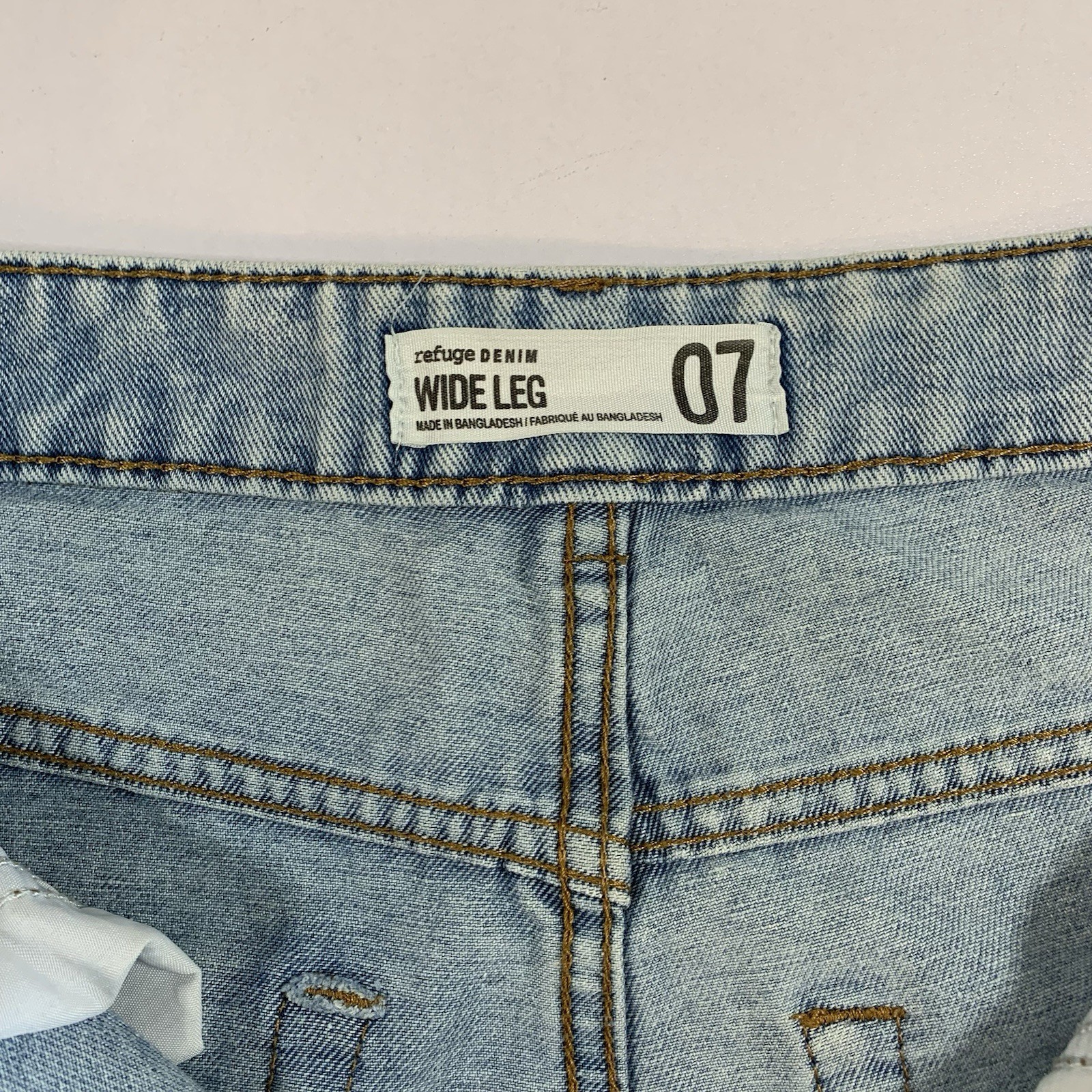 ⚽️ Refuge Denim Wide Leg Jeans 7 High Rise Light Wash Distressed - photo 4