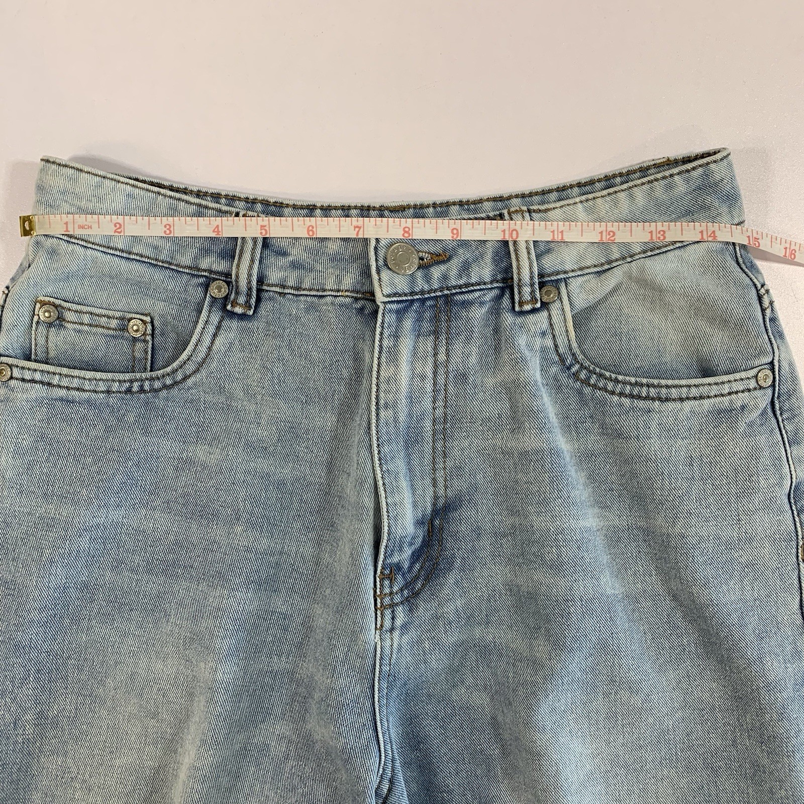 ⚽️ Refuge Denim Wide Leg Jeans 7 High Rise Light Wash Distressed - photo 5