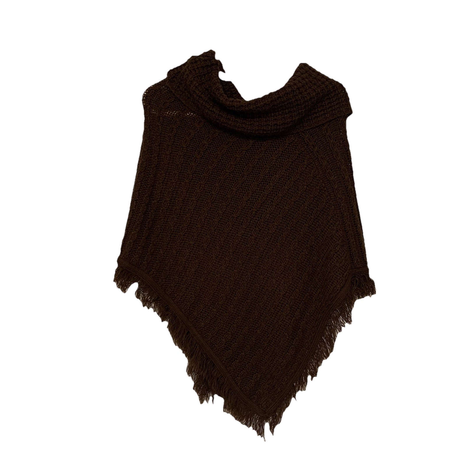 ⚽️ Majora Cape Sweater Womens One Size Brown Fringe Poncho