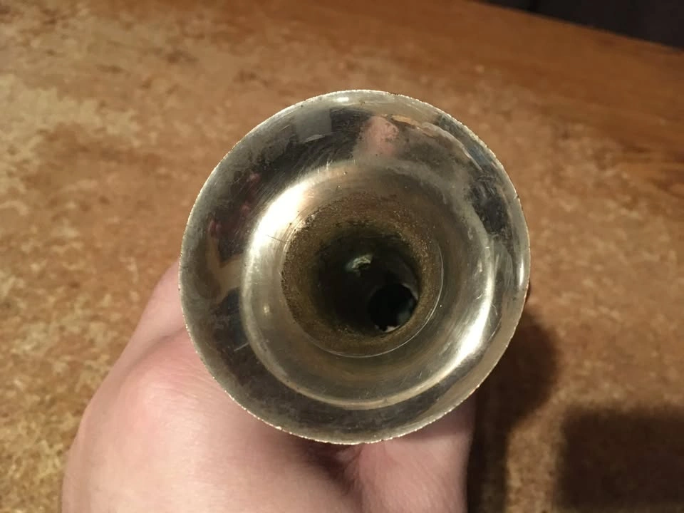 VINTAGE SILVER BRASS ETCHED FLOWER BUD VASE INDIA 5" - photo 4