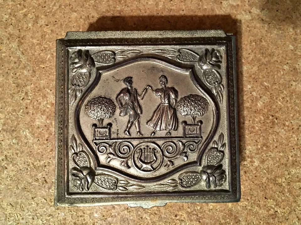 VICTORIAN JEWELRY BOX SILVER TONE TRINKET BOX JAPAN