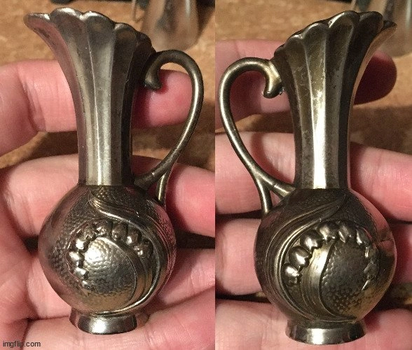 LOT OF 6 VINTAGE SILVER TONE VASE BELL MINI PITCHER CANDLE SNUFF - photo 4