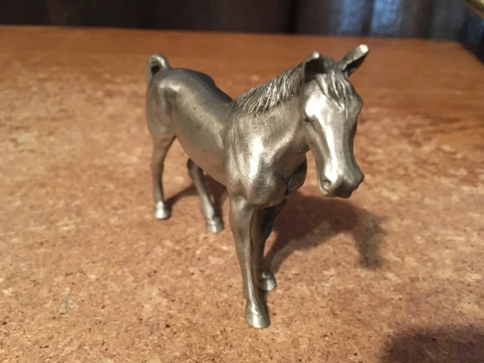 HUDSON PEWTER HORSE FIGURINE #100 3" X 3.75" - photo 3
