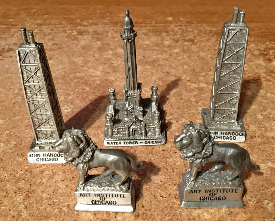 Lot of 5 Spoontiques Pewter Chicago Landmarks Figurines