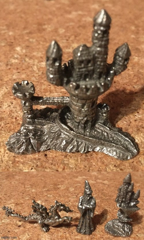 LOT OF 12 PEWTER FANTASY FIGURINES WIZARDS DRAGONS CASTLES - photo 5