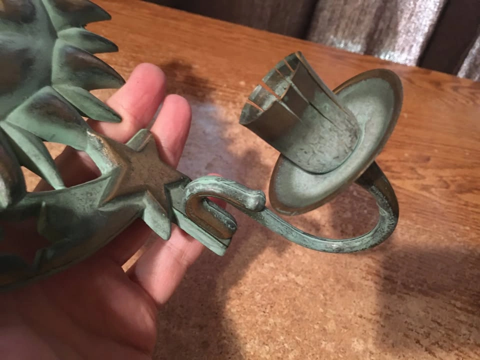 VINTAGE 1994 PARTYLITE BRASS CELESTIAL SUN AND STAR CANDLE HOLDE - photo 3