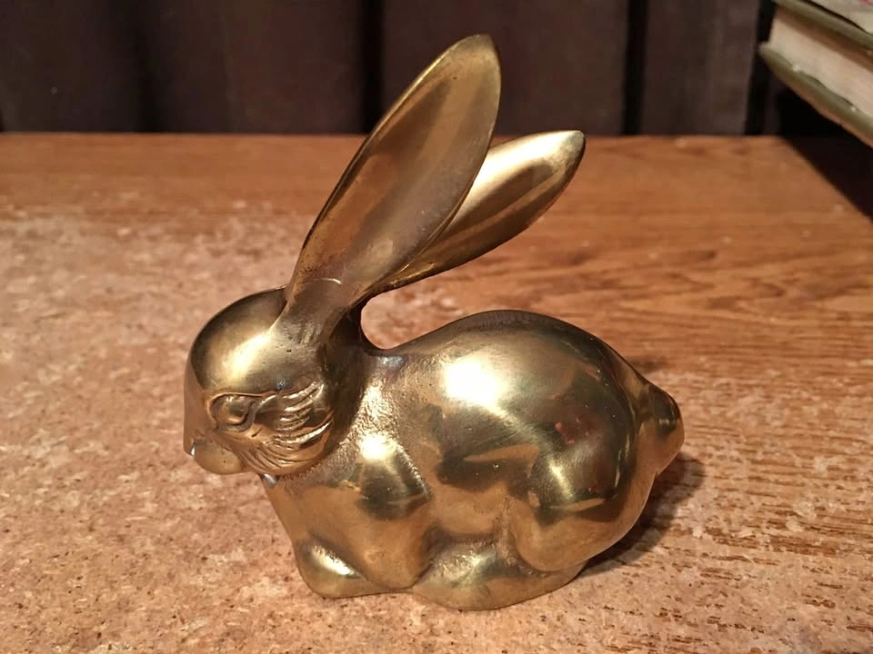 VINTAGE BUNNY RABBIT GREAT CITY TRADES SOLID BRASS FIGURINE