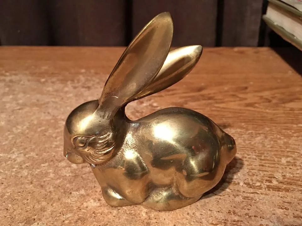 VINTAGE BUNNY RABBIT GREAT CITY TRADES SOLID BRASS FIGURINE